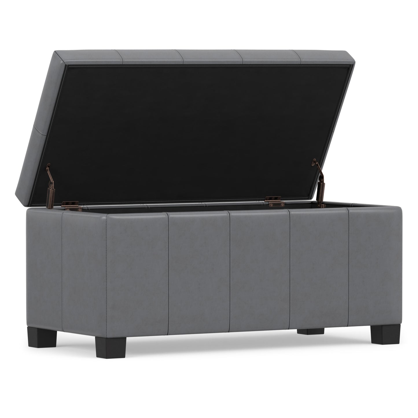 Stone Grey Vegan Leather | Dover Storage Ottoman in Vegan Leather