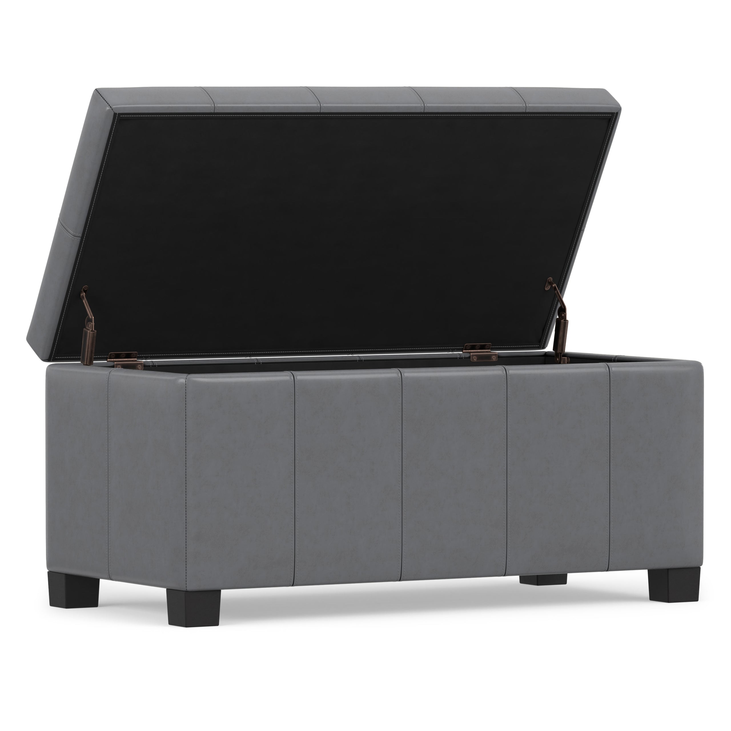 Stone Grey Vegan Leather | Dover Storage Ottoman in Vegan Leather