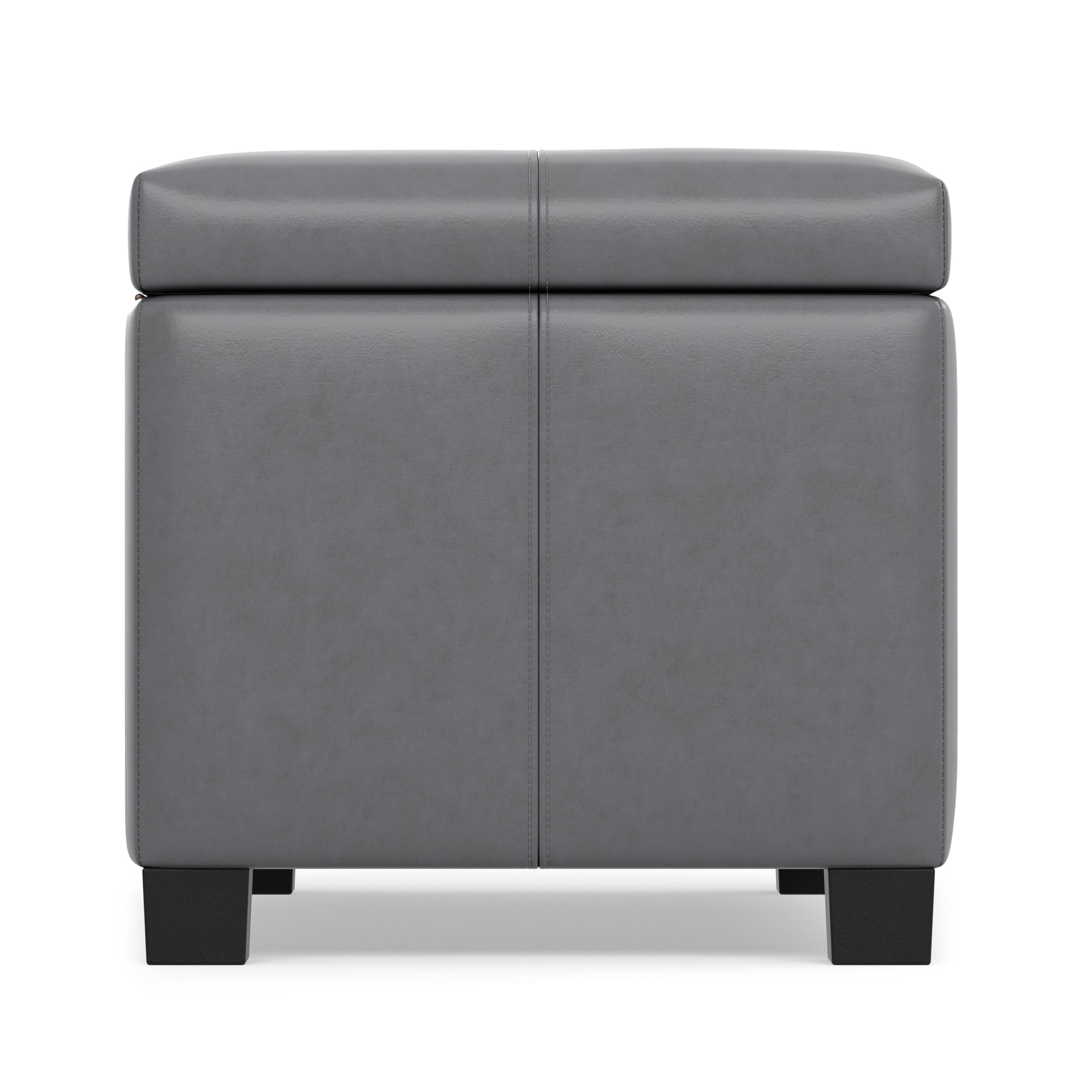 Stone Grey Vegan Leather | Dover Storage Ottoman in Vegan Leather