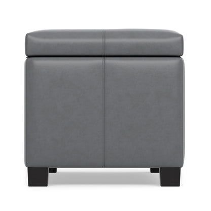 Stone Grey Vegan Leather | Dover Storage Ottoman in Vegan Leather