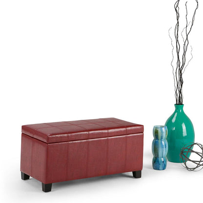 Radicchio Red Vegan Leather | Dover Vegan Leather Storage Ottoman