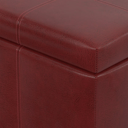 Radicchio Red Vegan Leather | Dover Storage Ottoman in Vegan Leather