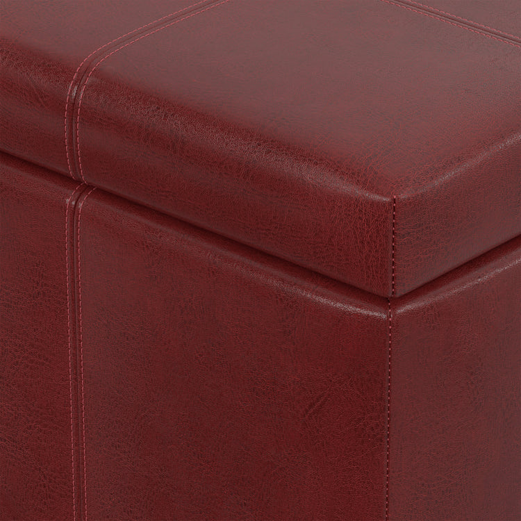 Radicchio Red Vegan Leather | Dover Storage Ottoman in Vegan Leather