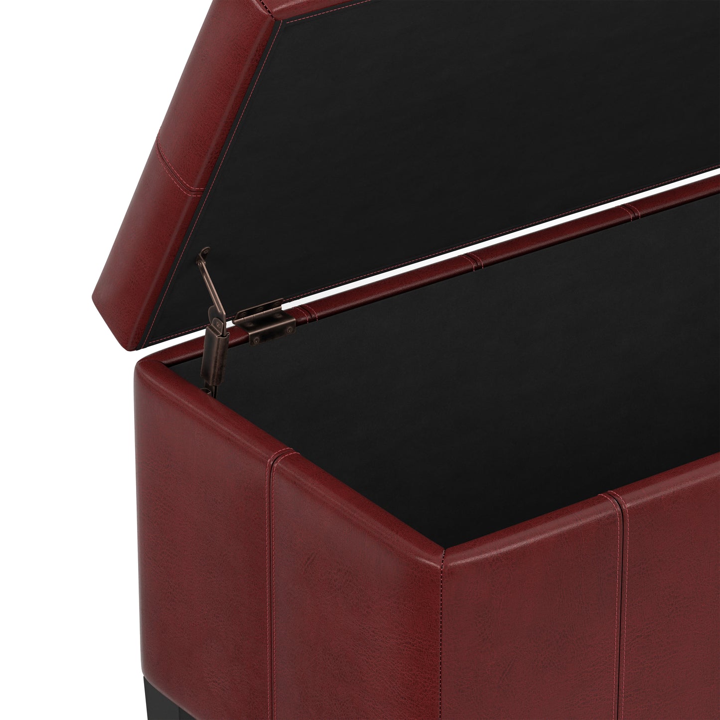 Radicchio Red Vegan Leather | Dover Storage Ottoman in Vegan Leather