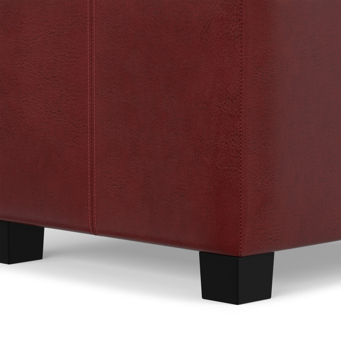 Radicchio Red Vegan Leather | Dover Storage Ottoman in Vegan Leather