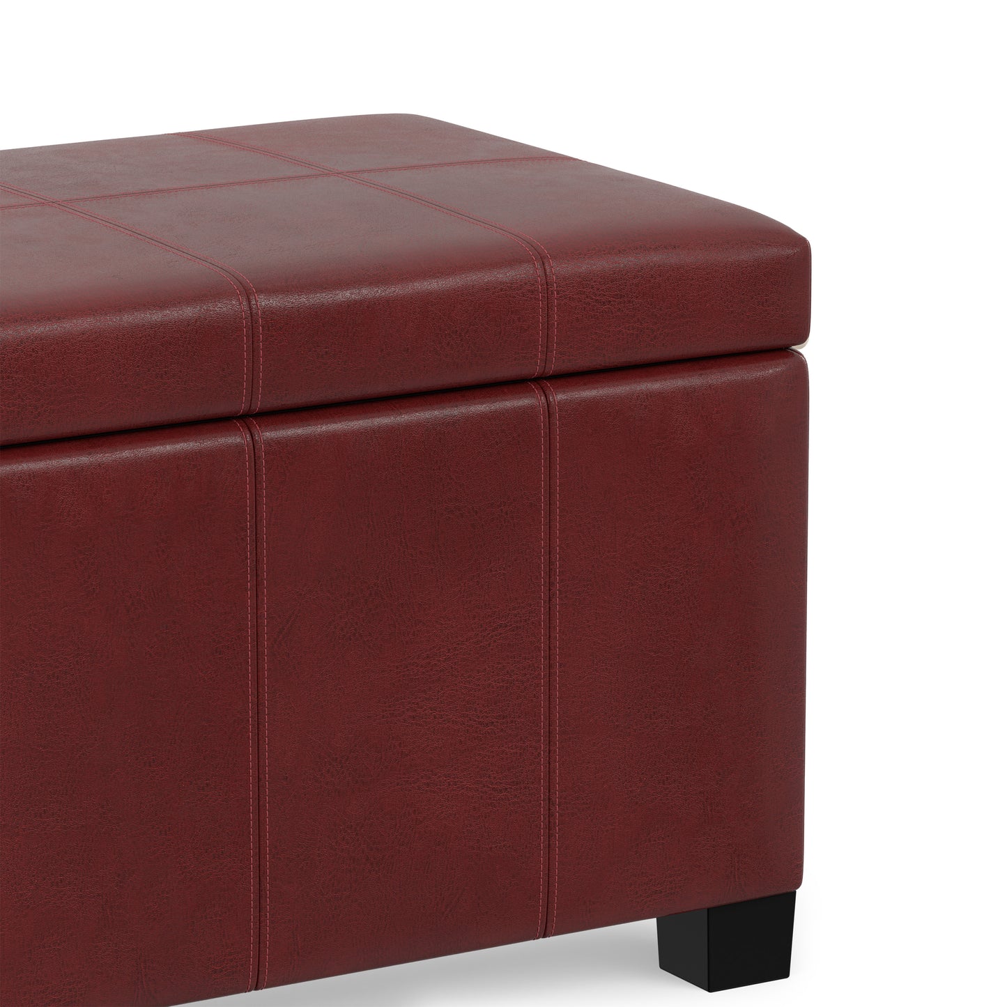 Radicchio Red Vegan Leather | Dover Storage Ottoman in Vegan Leather