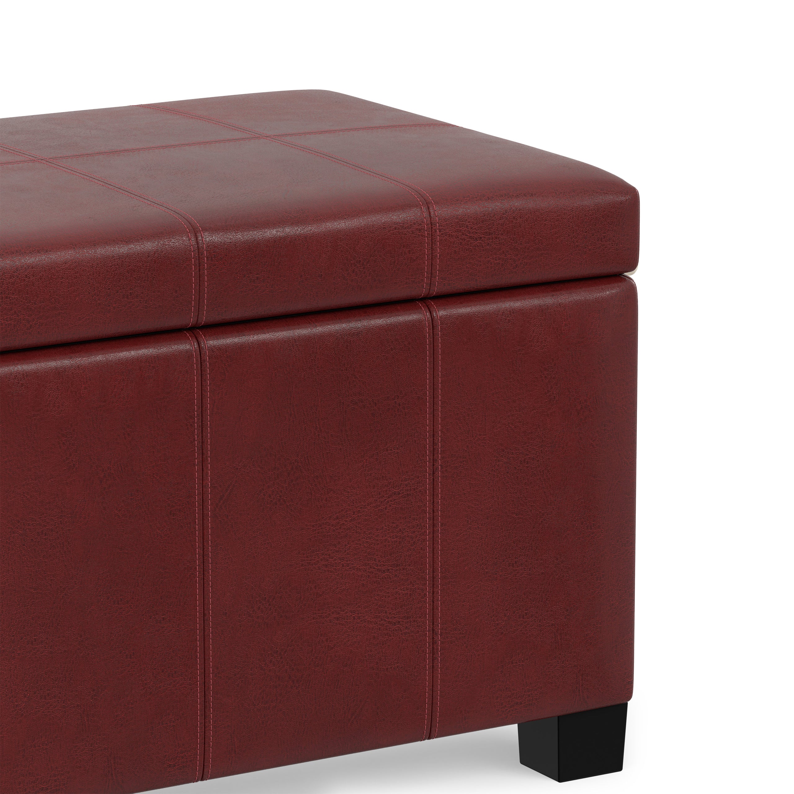 Radicchio Red Vegan Leather | Dover Storage Ottoman in Vegan Leather