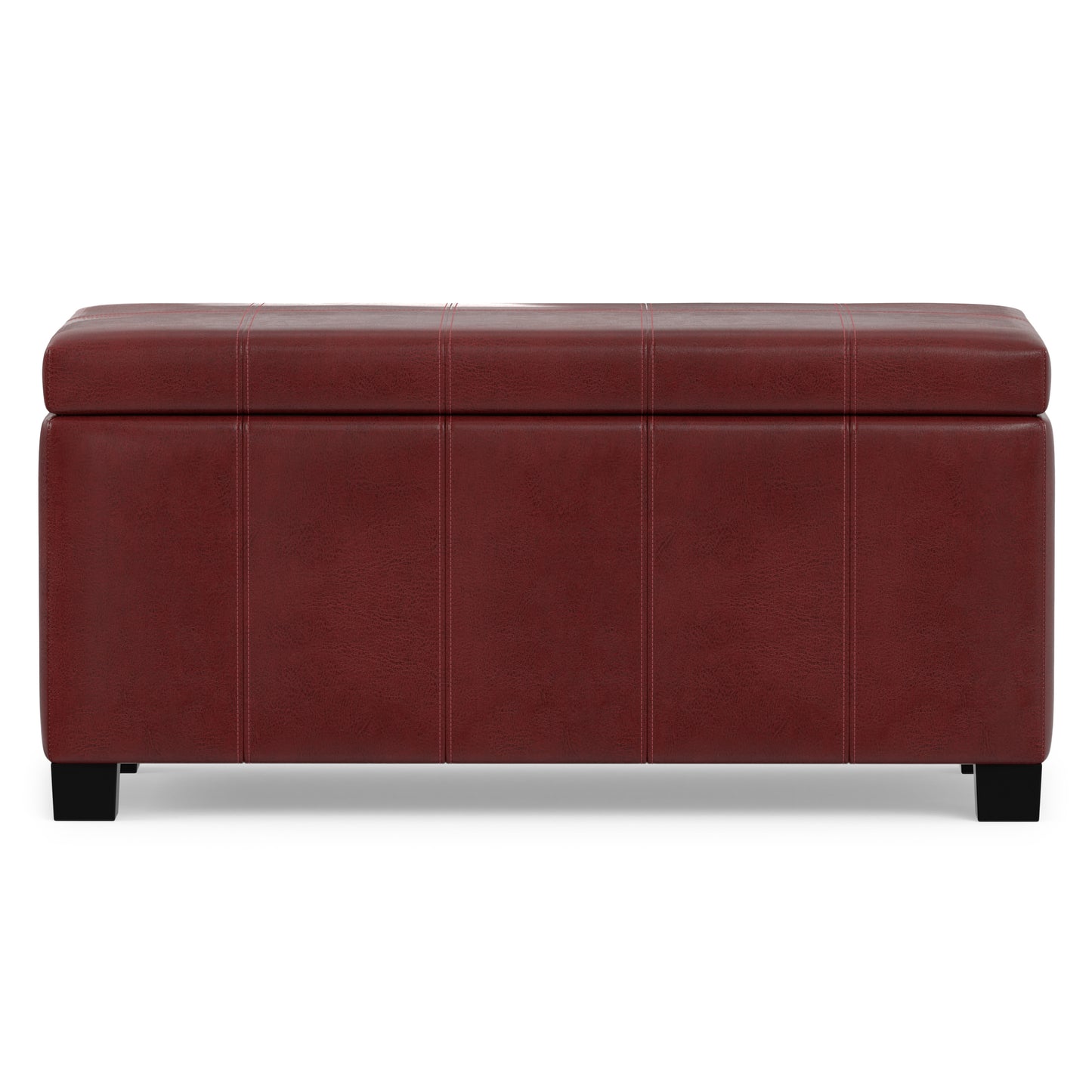Radicchio Red Vegan Leather | Dover Storage Ottoman in Vegan Leather