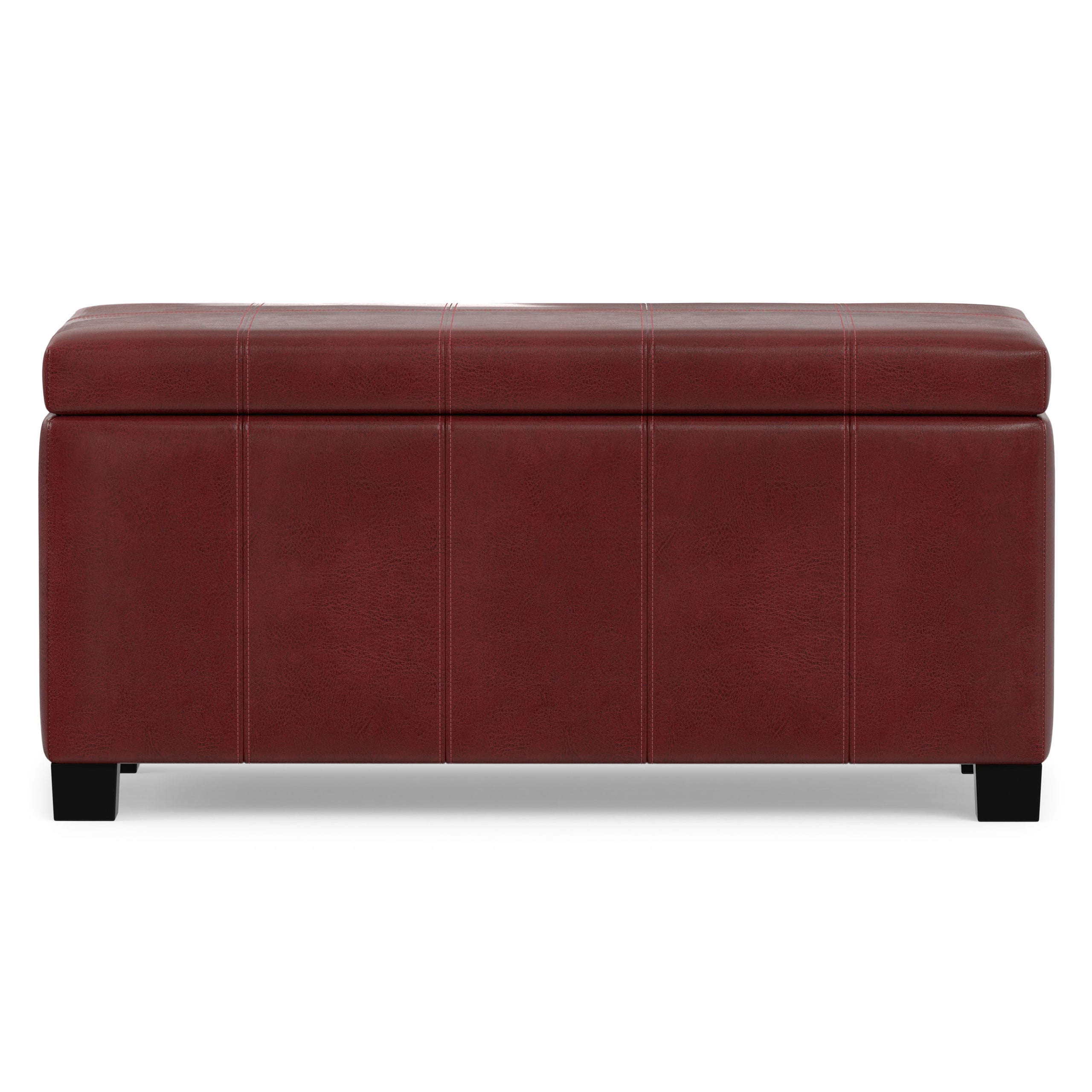 Radicchio Red Vegan Leather | Dover Storage Ottoman in Vegan Leather