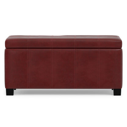 Radicchio Red Vegan Leather | Dover Storage Ottoman in Vegan Leather