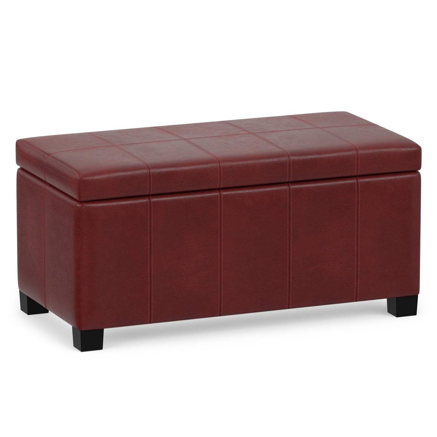 Radicchio Red Vegan Leather | Dover Storage Ottoman in Vegan Leather