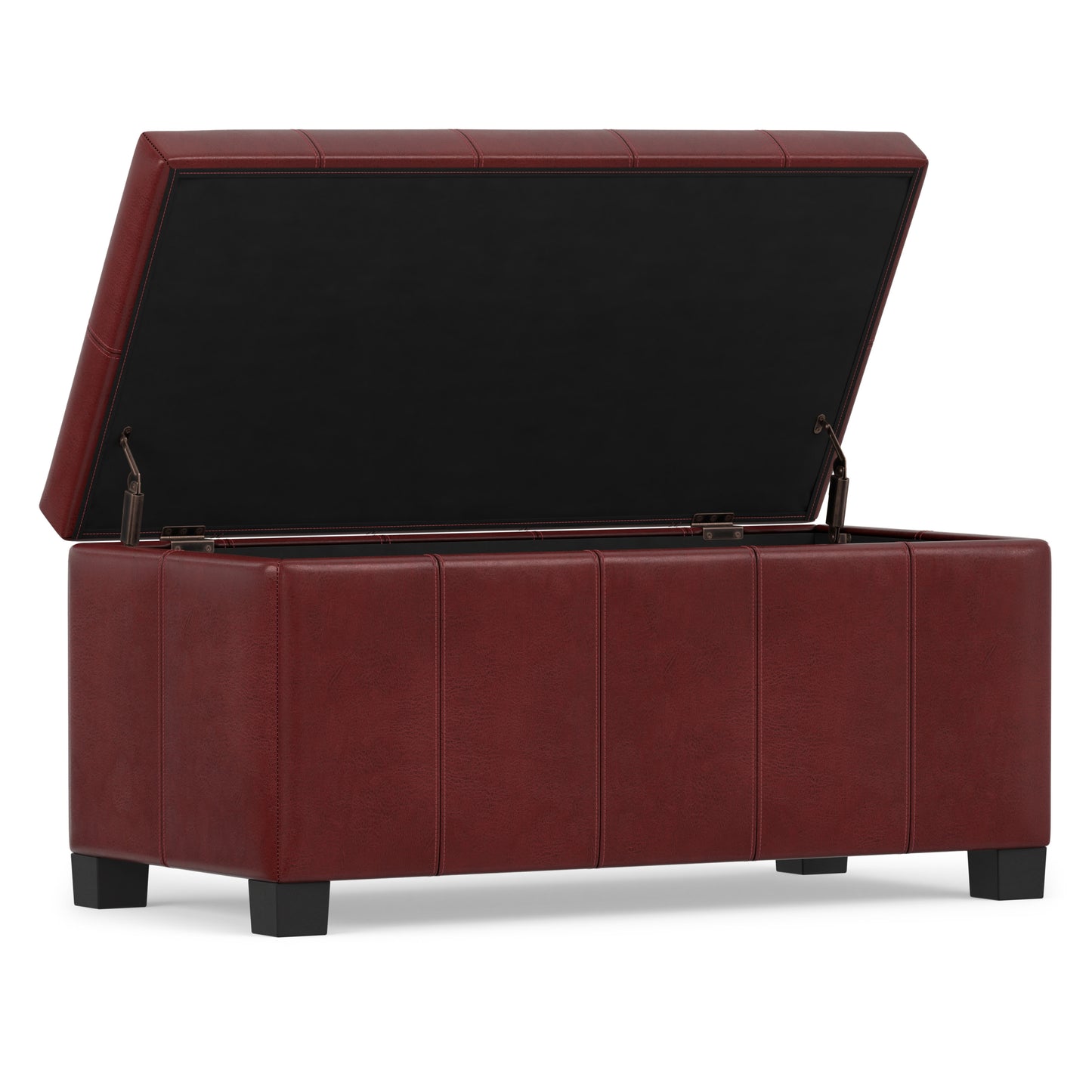 Radicchio Red Vegan Leather | Dover Storage Ottoman in Vegan Leather