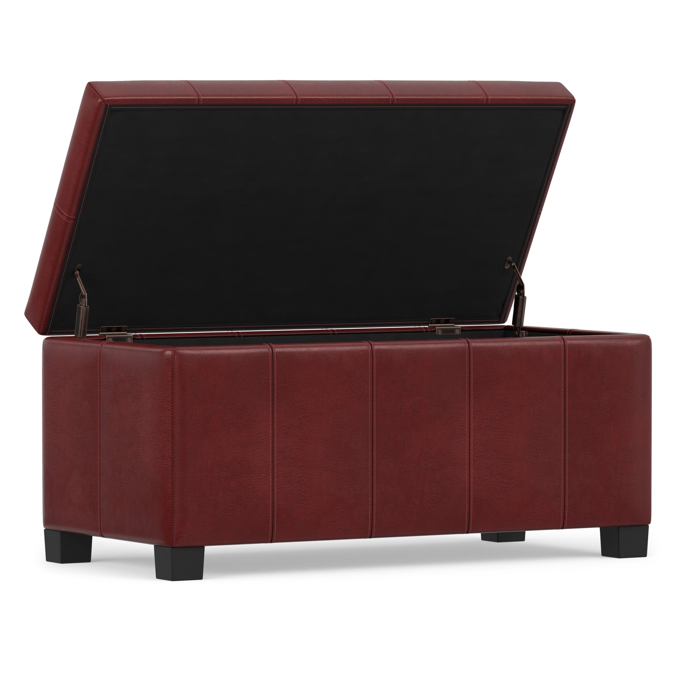 Radicchio Red Vegan Leather | Dover Storage Ottoman in Vegan Leather