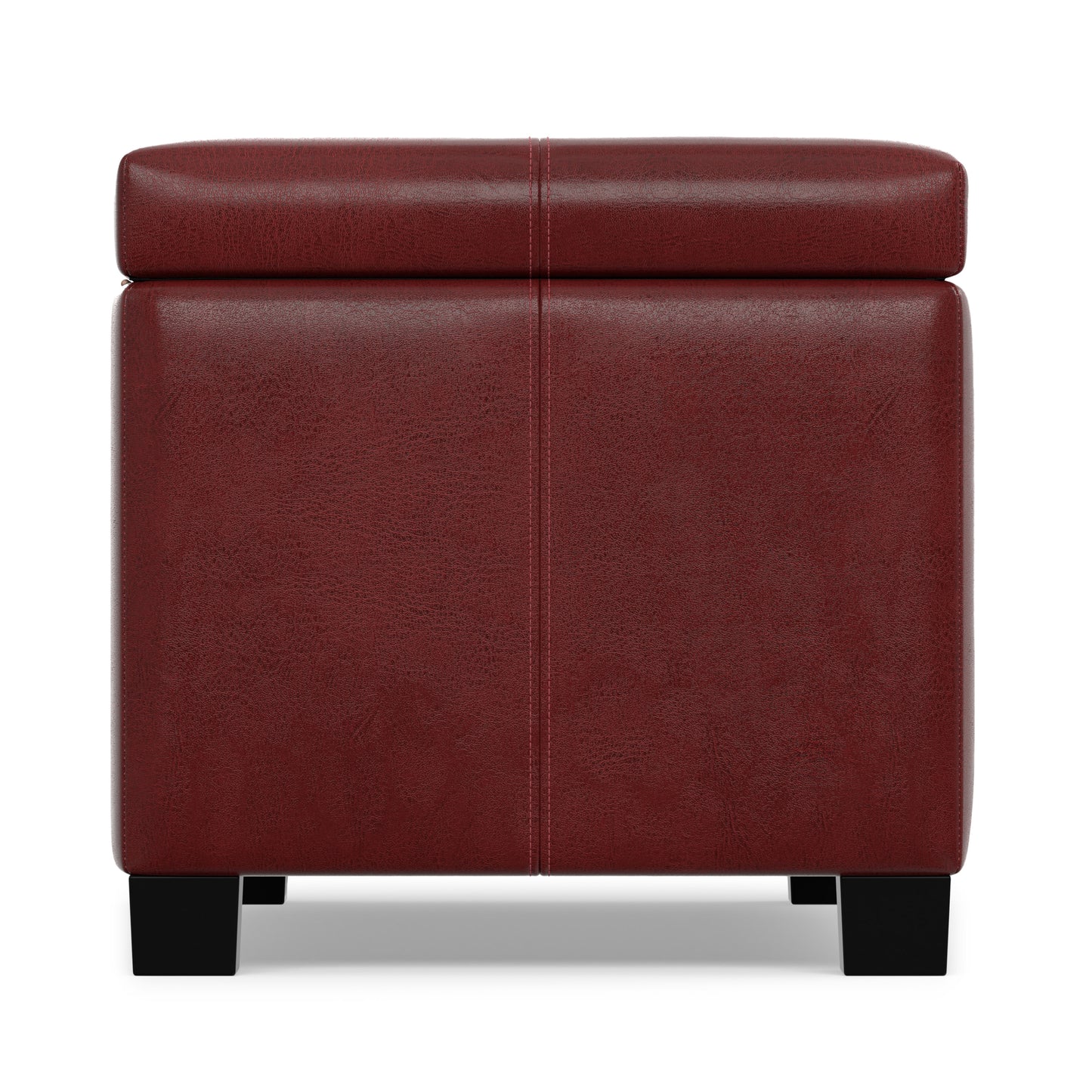 Radicchio Red Vegan Leather | Dover Storage Ottoman in Vegan Leather