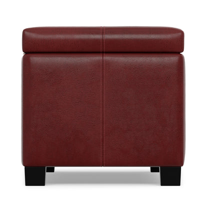 Radicchio Red Vegan Leather | Dover Storage Ottoman in Vegan Leather