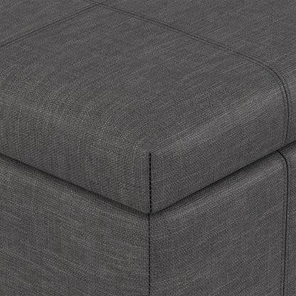 Slate Grey Linen Style Fabric | Dover Storage Ottoman in Linen