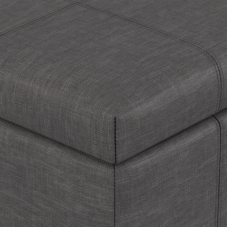 Slate Grey Linen Style Fabric | Dover Storage Ottoman in Linen