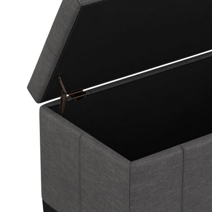 Slate Grey Linen Style Fabric | Dover Storage Ottoman in Linen