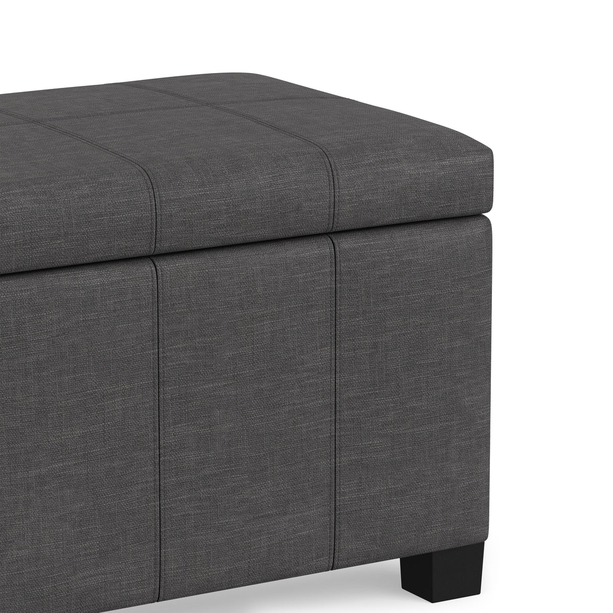 Slate Grey Linen Style Fabric | Dover Storage Ottoman in Linen