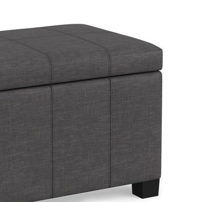 Slate Grey Linen Style Fabric | Dover Storage Ottoman in Linen