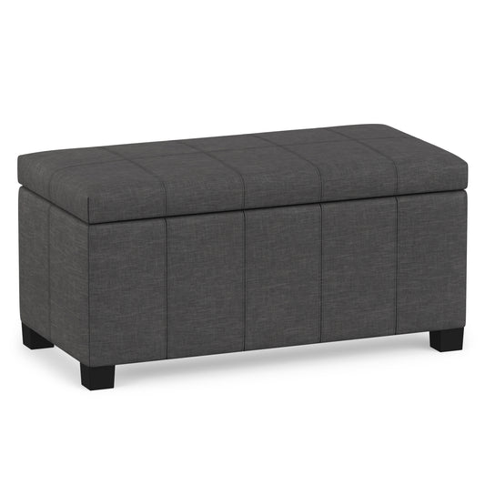 Slate Grey Linen Style Fabric | Dover Storage Ottoman in Linen