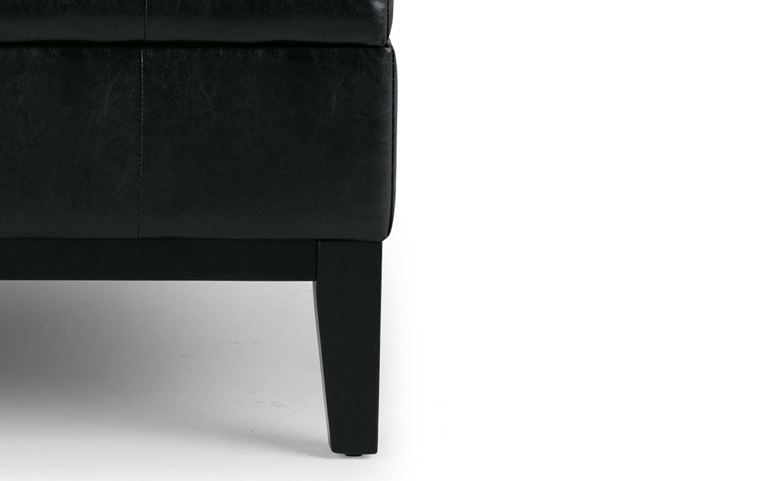 Midnight Black Vegan Leather | Dover Square Vegan Leather Coffee Table Storage Ottoman