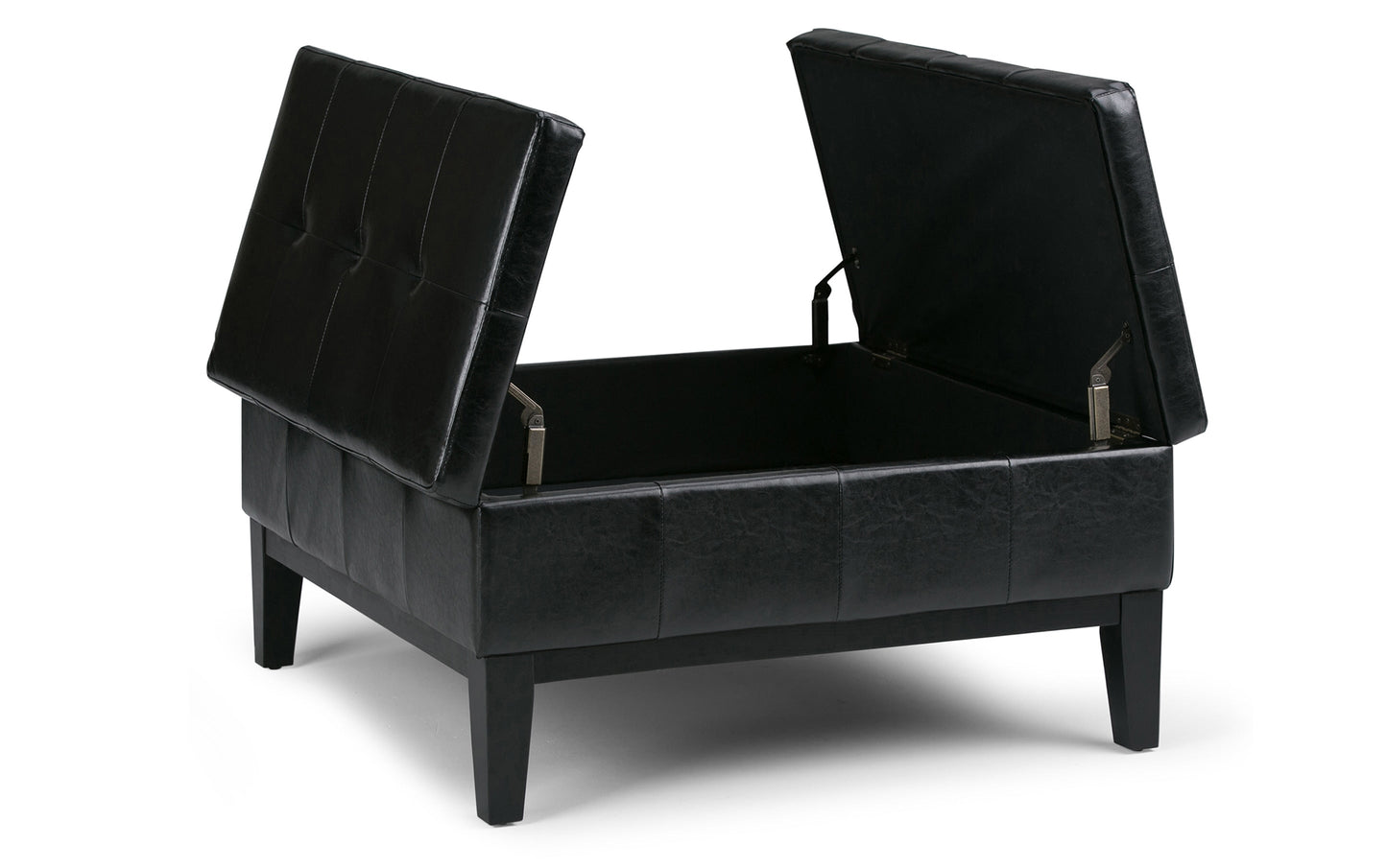 Midnight Black Vegan Leather | Dover Square Vegan Leather Coffee Table Storage Ottoman