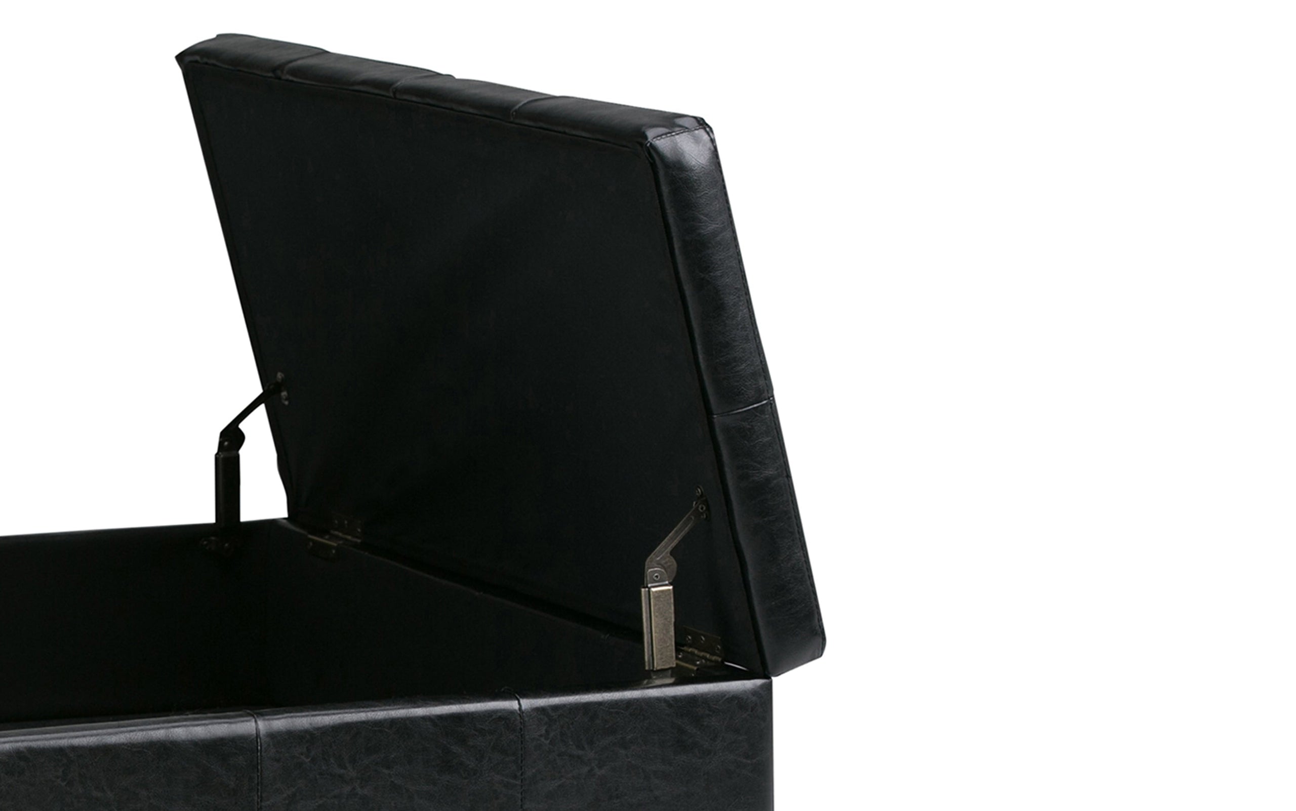 Midnight Black Vegan Leather | Dover Square Vegan Leather Coffee Table Storage Ottoman