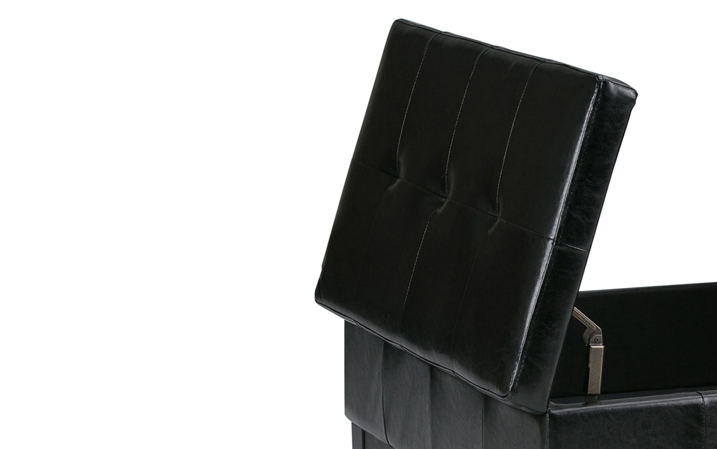 Midnight Black Vegan Leather | Dover Square Vegan Leather Coffee Table Storage Ottoman