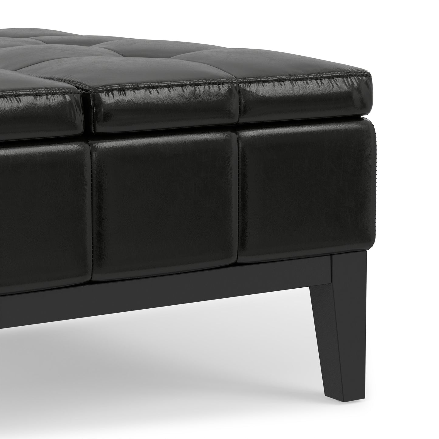 Midnight Black Vegan Leather | Dover Table Ottoman in Vegan Leather