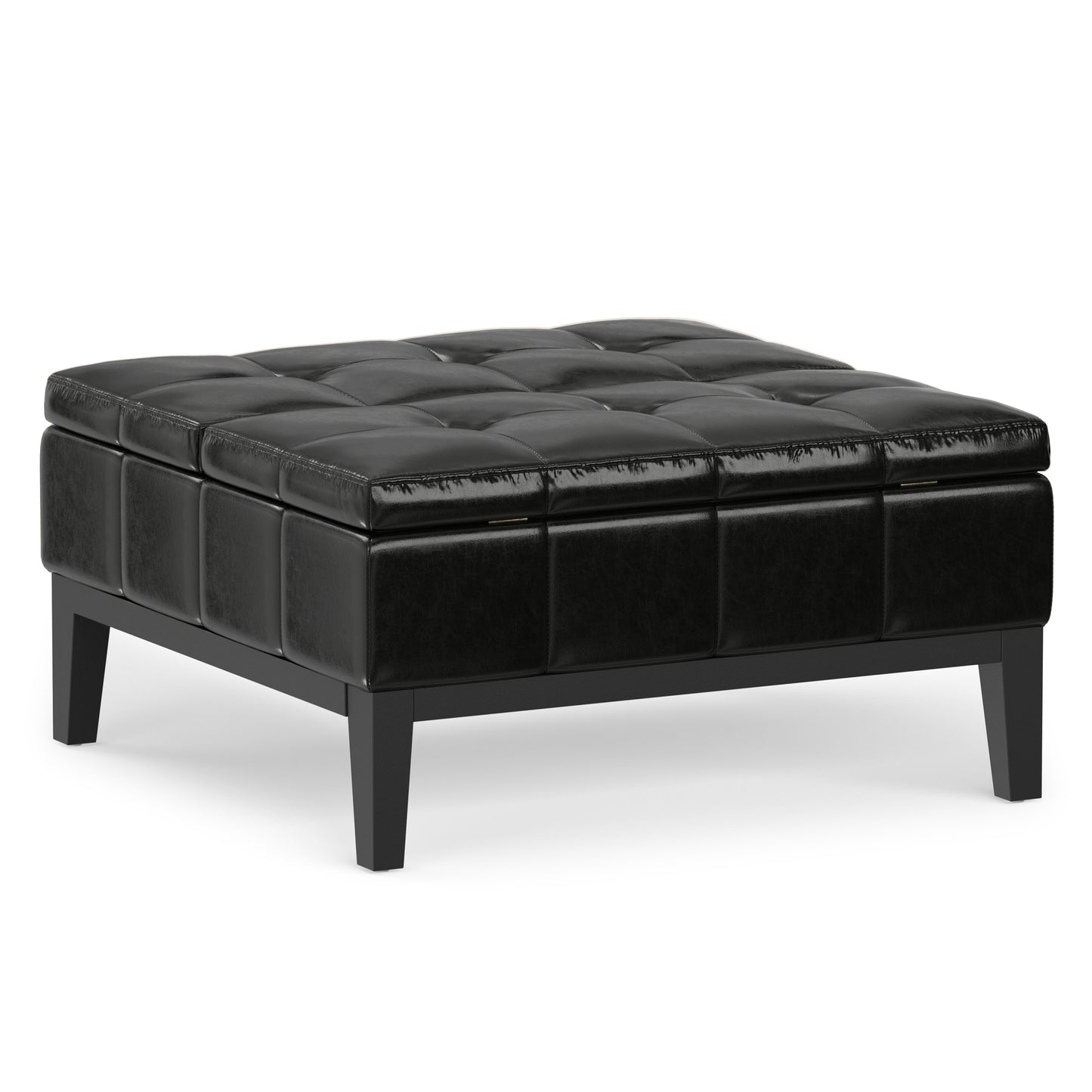 Midnight Black Vegan Leather | Dover Table Ottoman in Vegan Leather