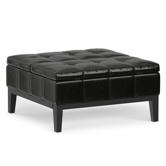 Midnight Black Vegan Leather | Dover Table Ottoman in Vegan Leather