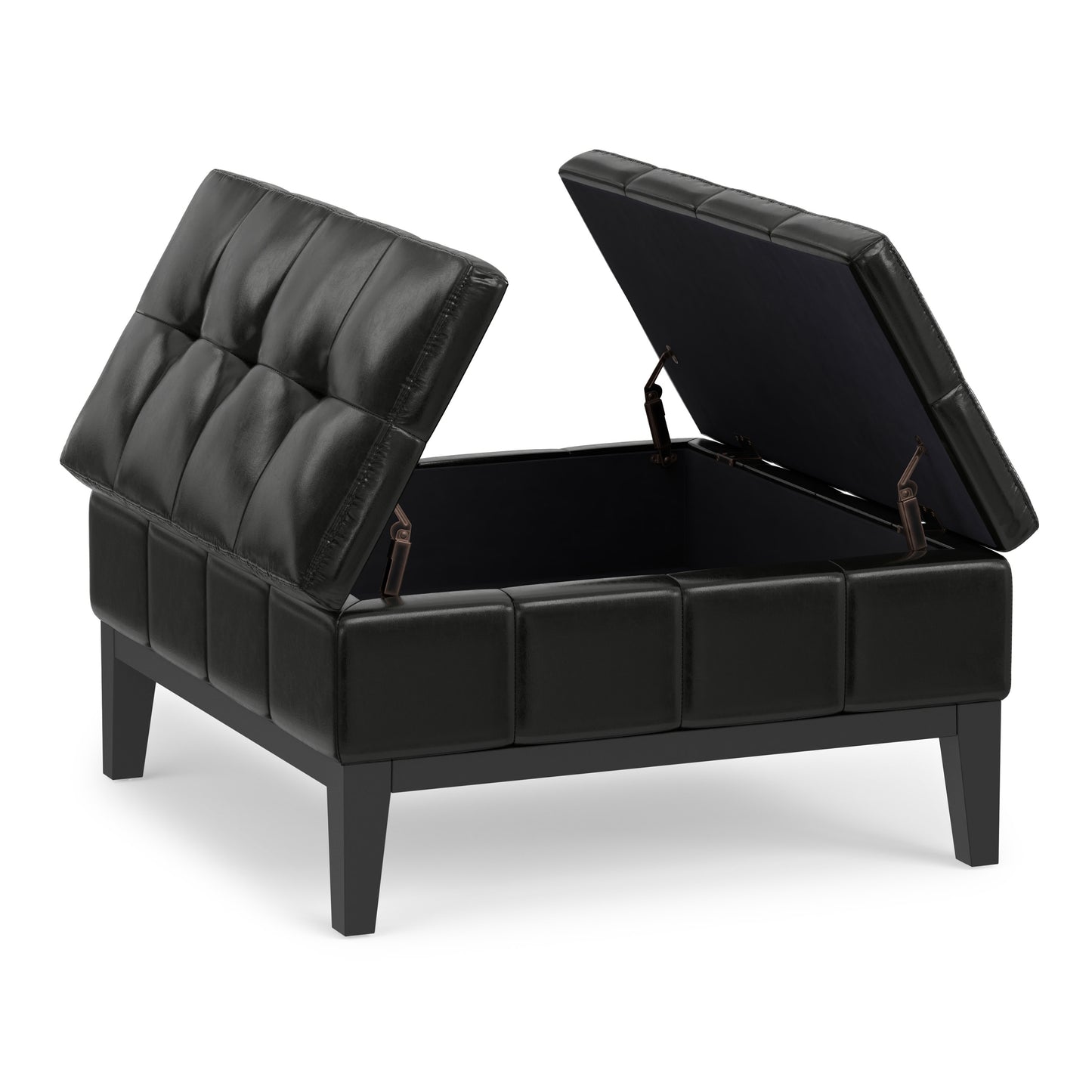 Midnight Black Vegan Leather | Dover Table Ottoman in Vegan Leather