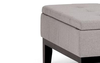Cloud Grey Linen Style Fabric | Dover Square Vegan Leather Coffee Table Storage Ottoman