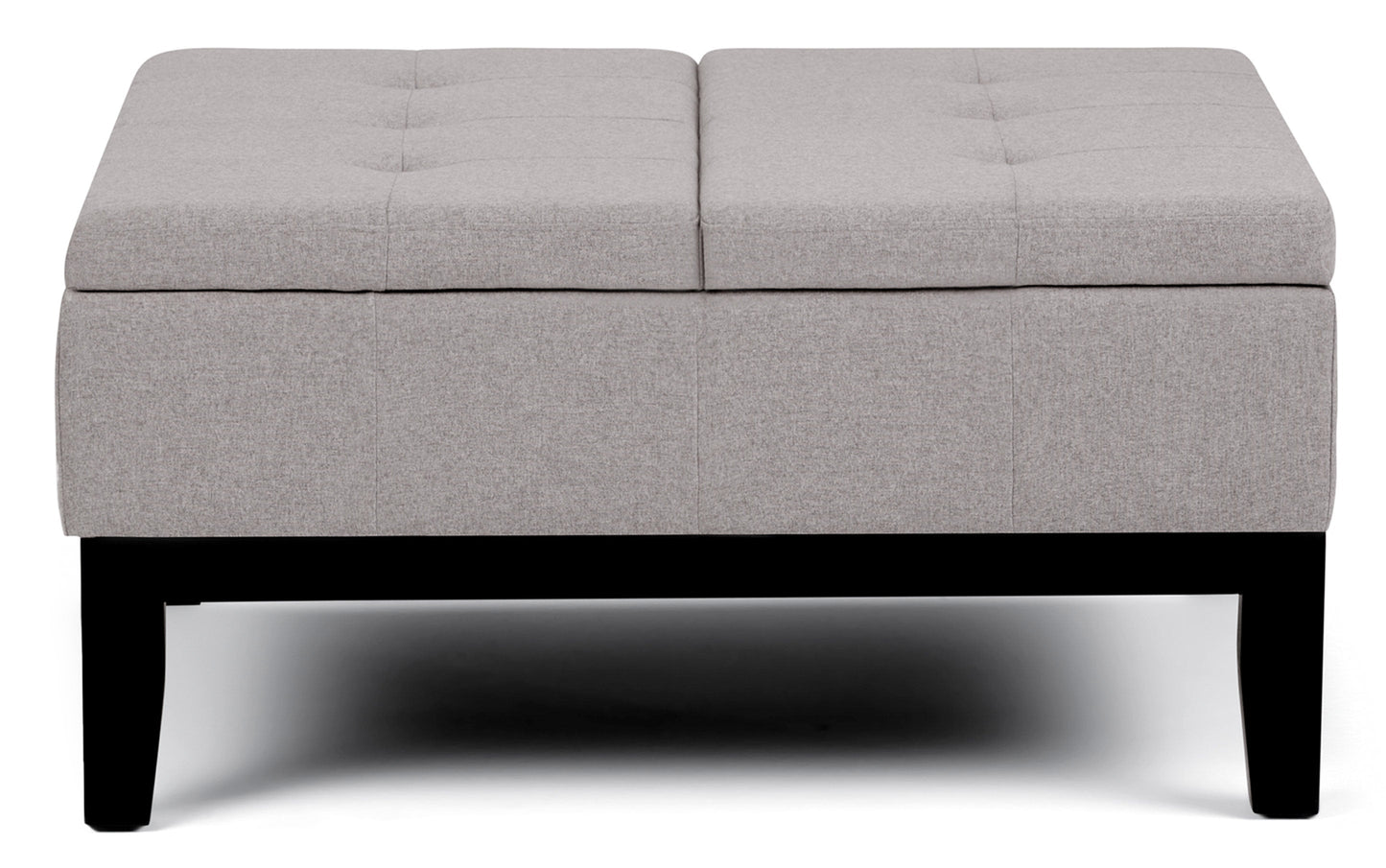 Cloud Grey Linen Style Fabric | Dover Square Vegan Leather Coffee Table Storage Ottoman