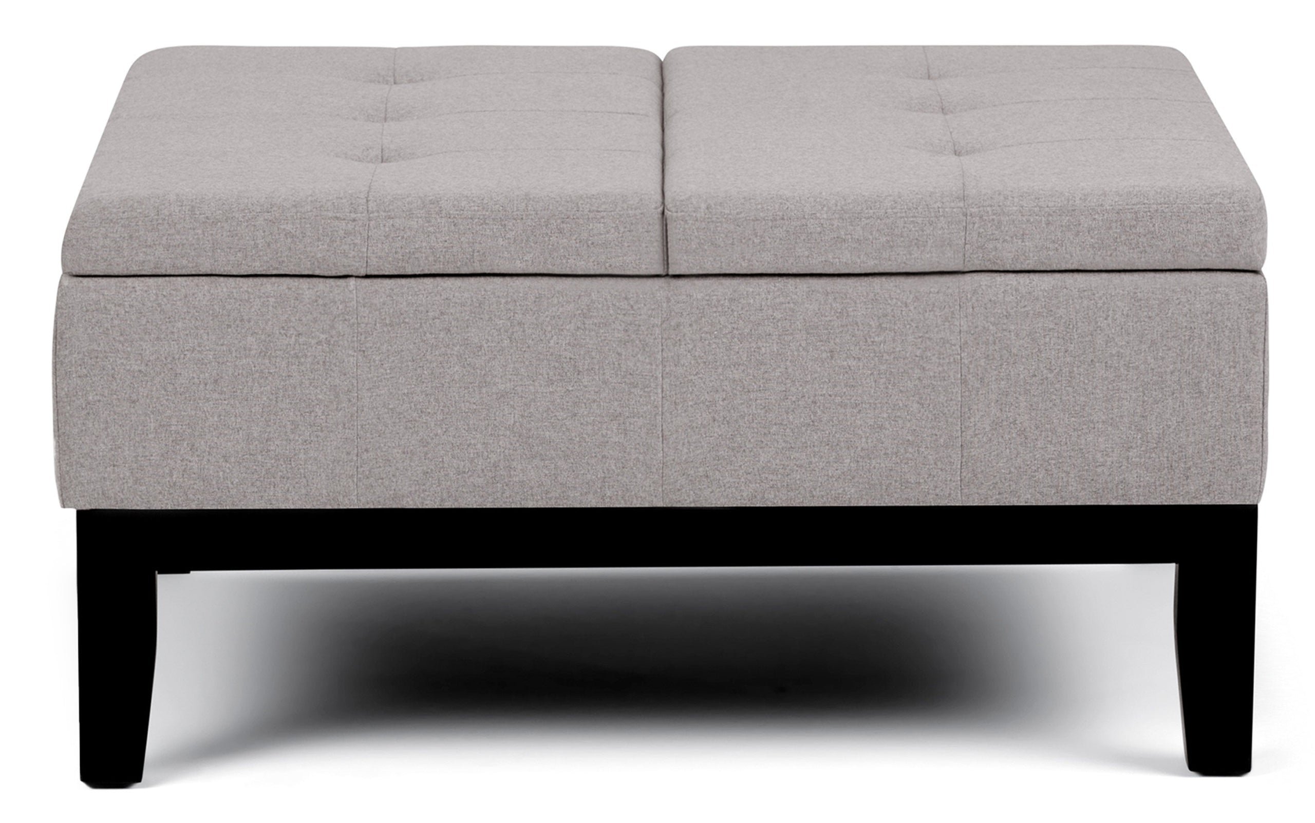 Cloud Grey Linen Style Fabric | Dover Square Vegan Leather Coffee Table Storage Ottoman