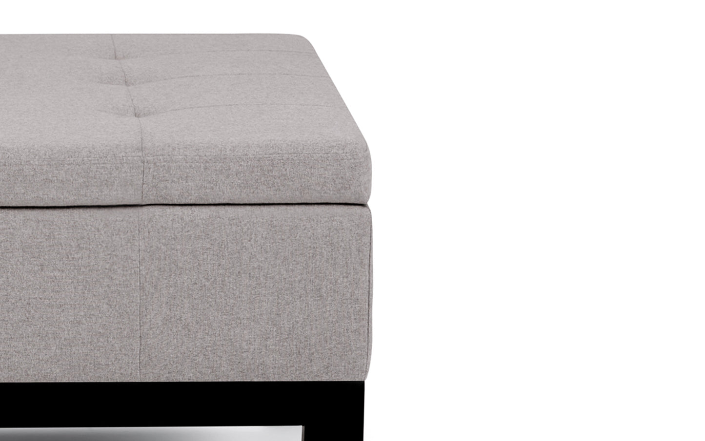 Cloud Grey Linen Style Fabric | Dover Square Vegan Leather Coffee Table Storage Ottoman