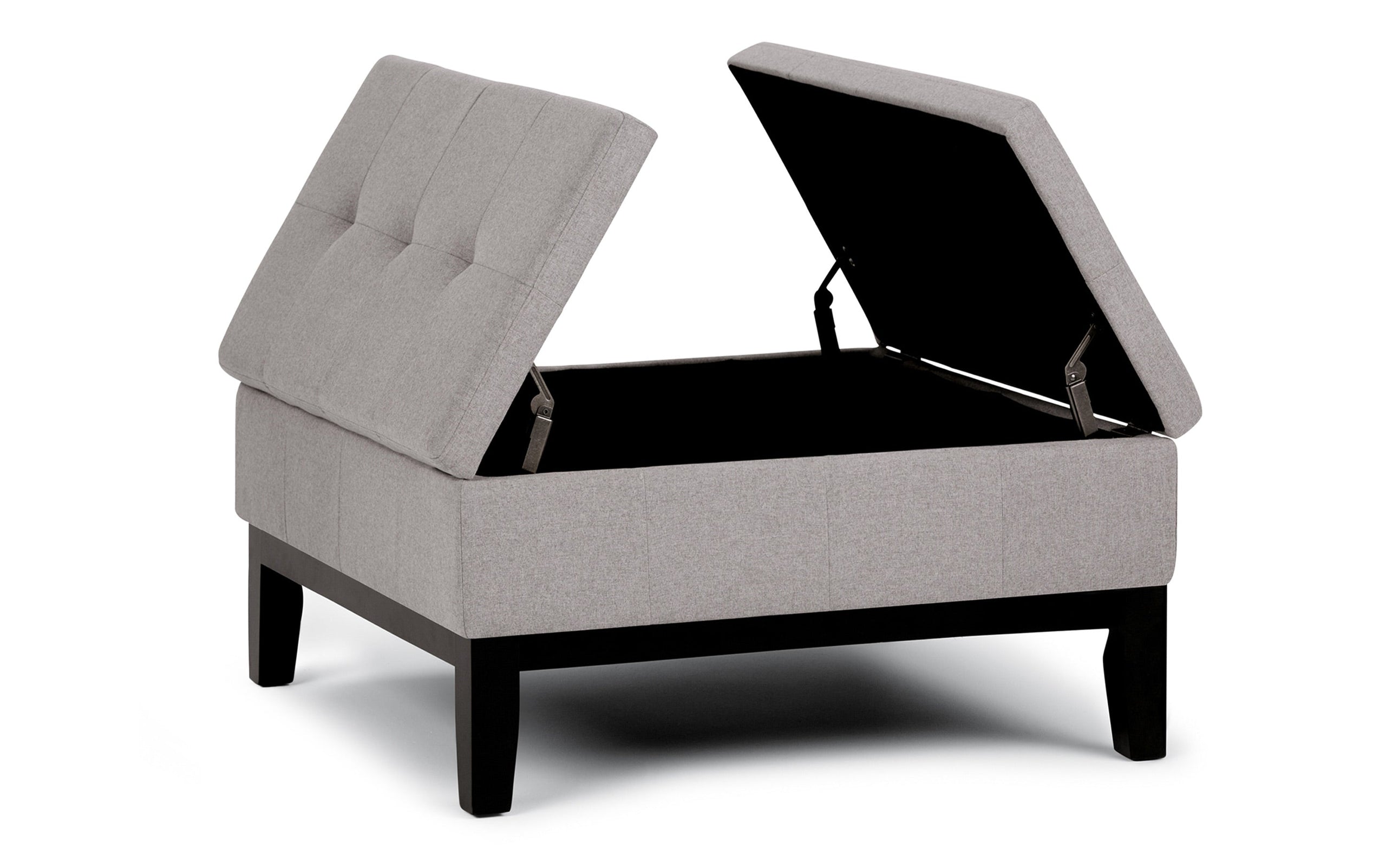 Cloud Grey Linen Style Fabric | Dover Square Vegan Leather Coffee Table Storage Ottoman