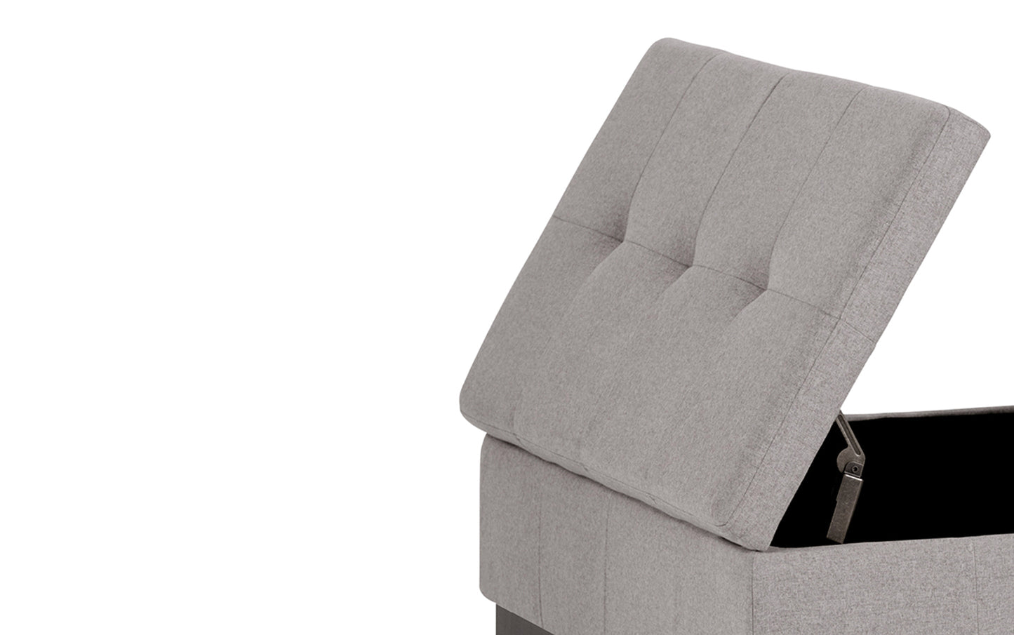 Cloud Grey Linen Style Fabric | Dover Square Vegan Leather Coffee Table Storage Ottoman