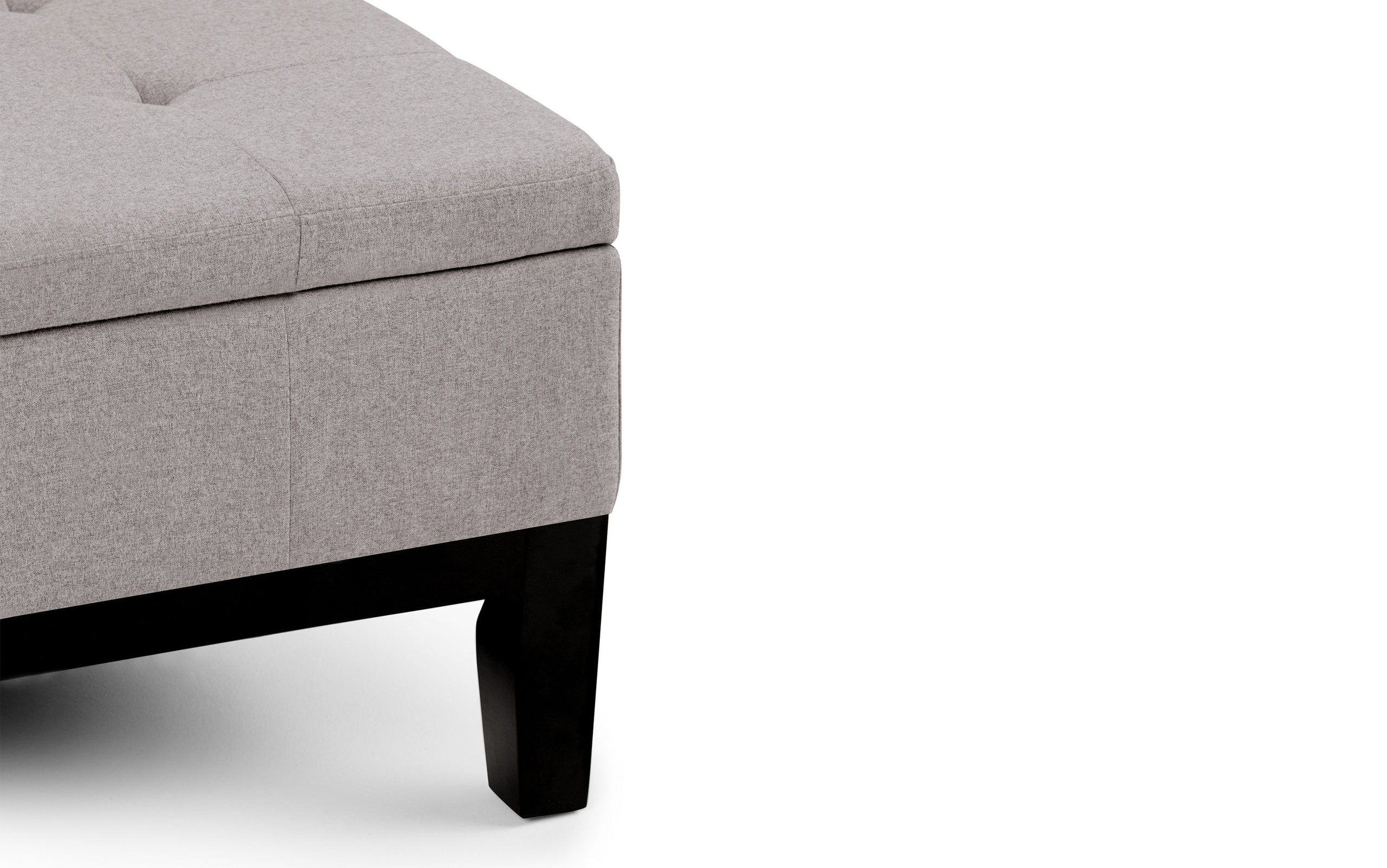 Cloud Grey Linen Style Fabric | Dover Square Vegan Leather Coffee Table Storage Ottoman