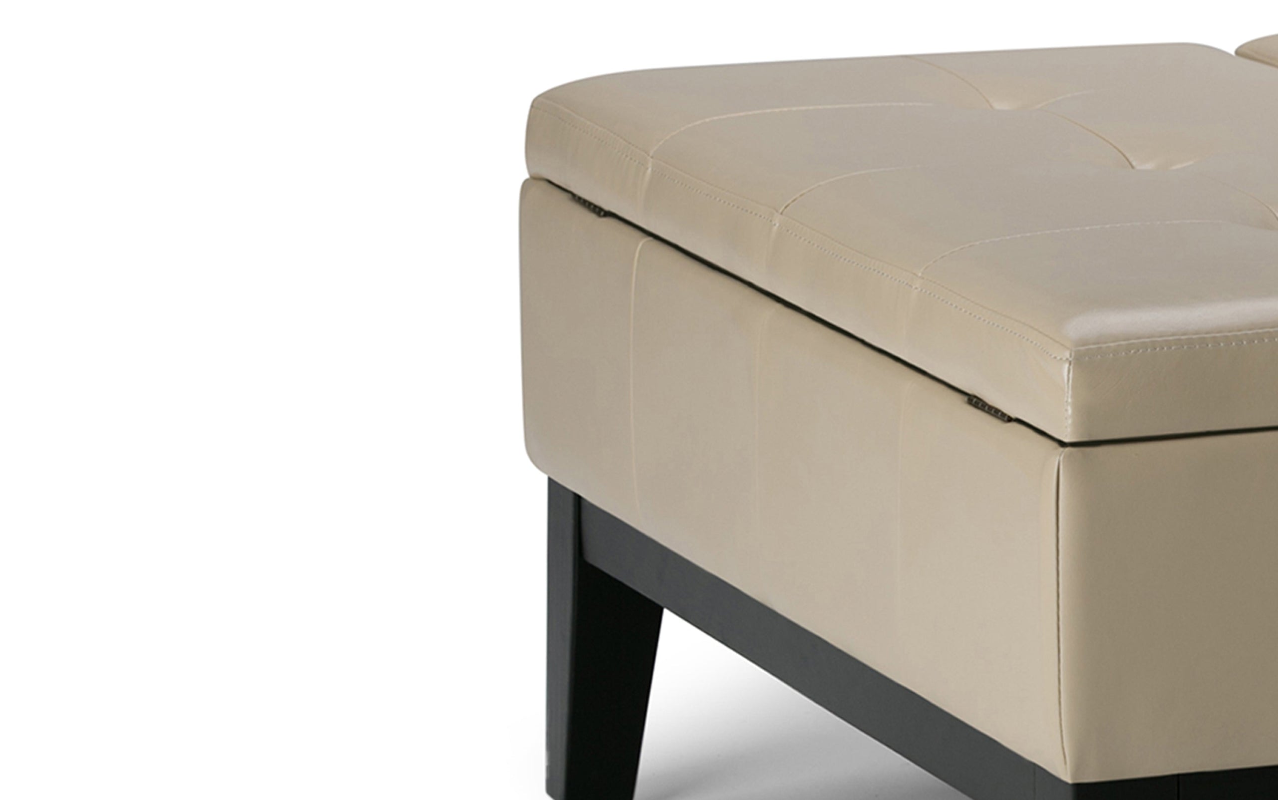 Satin Cream Vegan Leather | Dover Square Vegan Leather Coffee Table Storage Ottoman