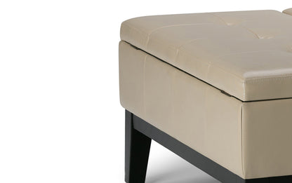Satin Cream Vegan Leather | Dover Square Vegan Leather Coffee Table Storage Ottoman