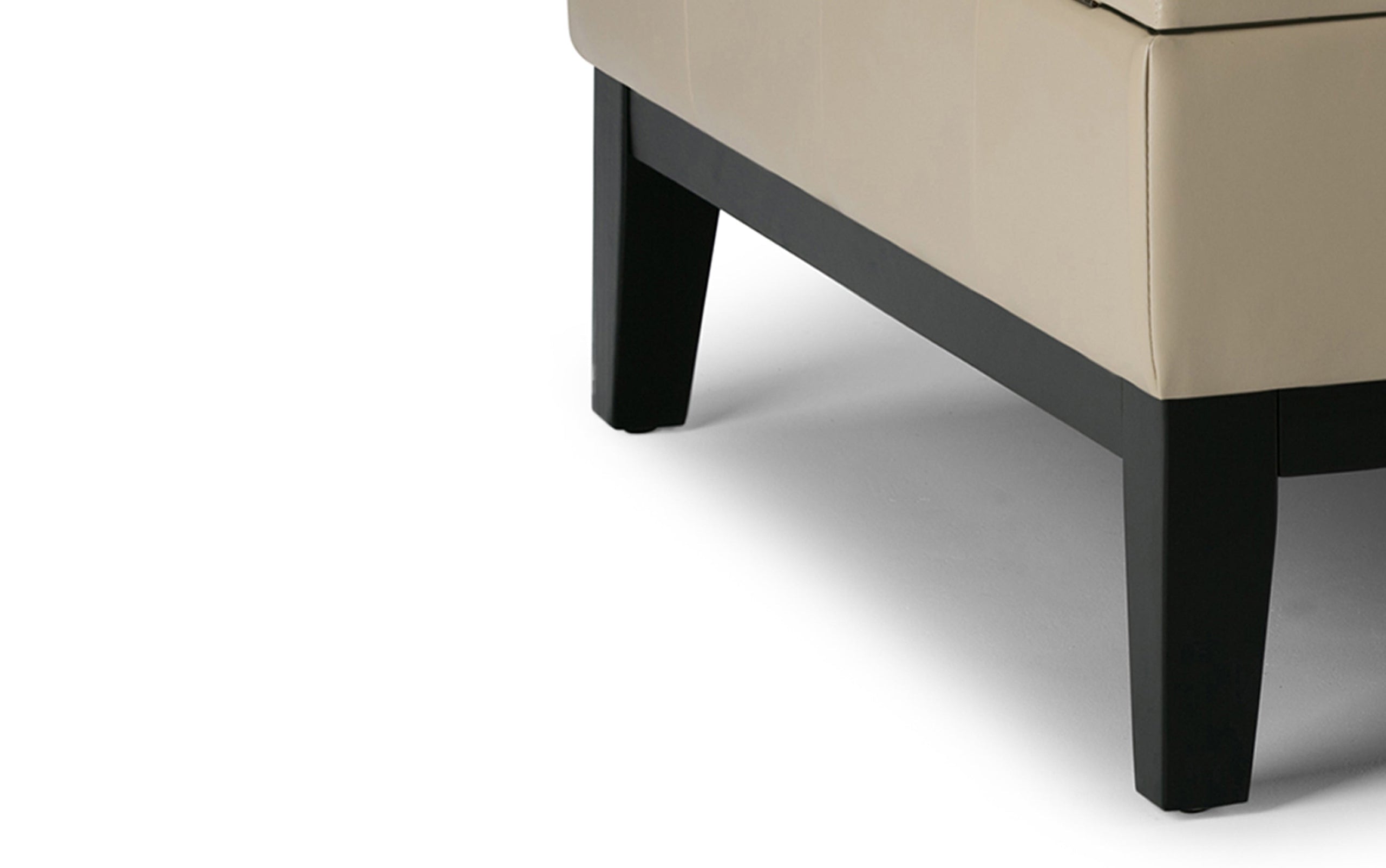 Satin Cream Vegan Leather | Dover Square Vegan Leather Coffee Table Storage Ottoman