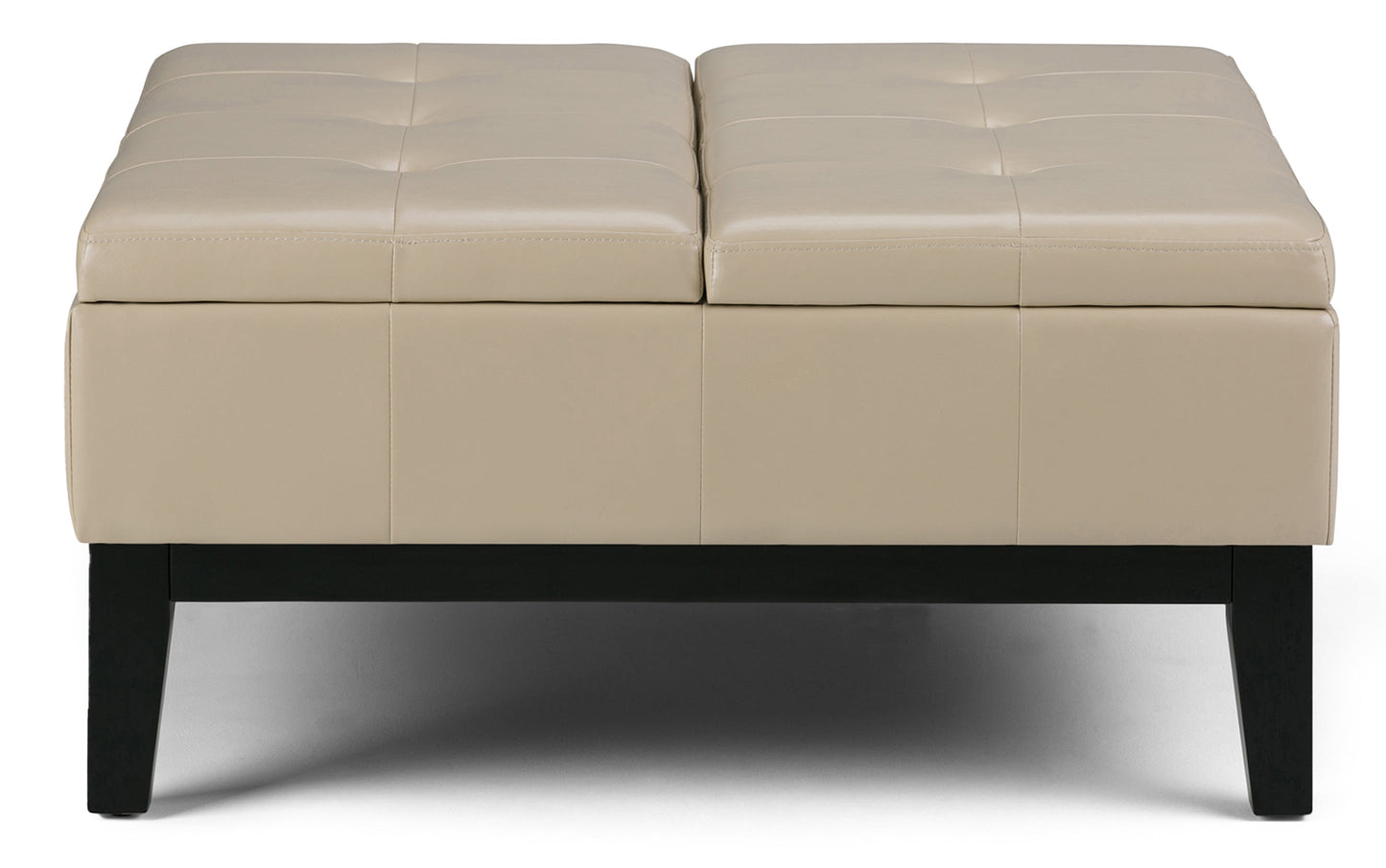 Satin Cream Vegan Leather | Dover Square Vegan Leather Coffee Table Storage Ottoman