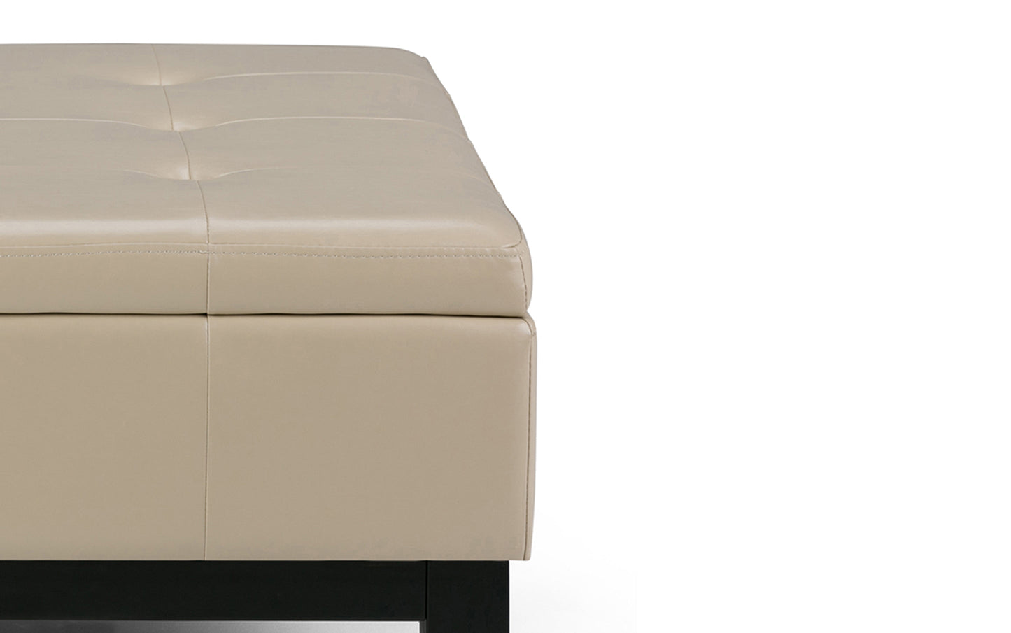 Satin Cream Vegan Leather | Dover Square Vegan Leather Coffee Table Storage Ottoman