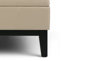 Satin Cream Vegan Leather | Dover Square Vegan Leather Coffee Table Storage Ottoman