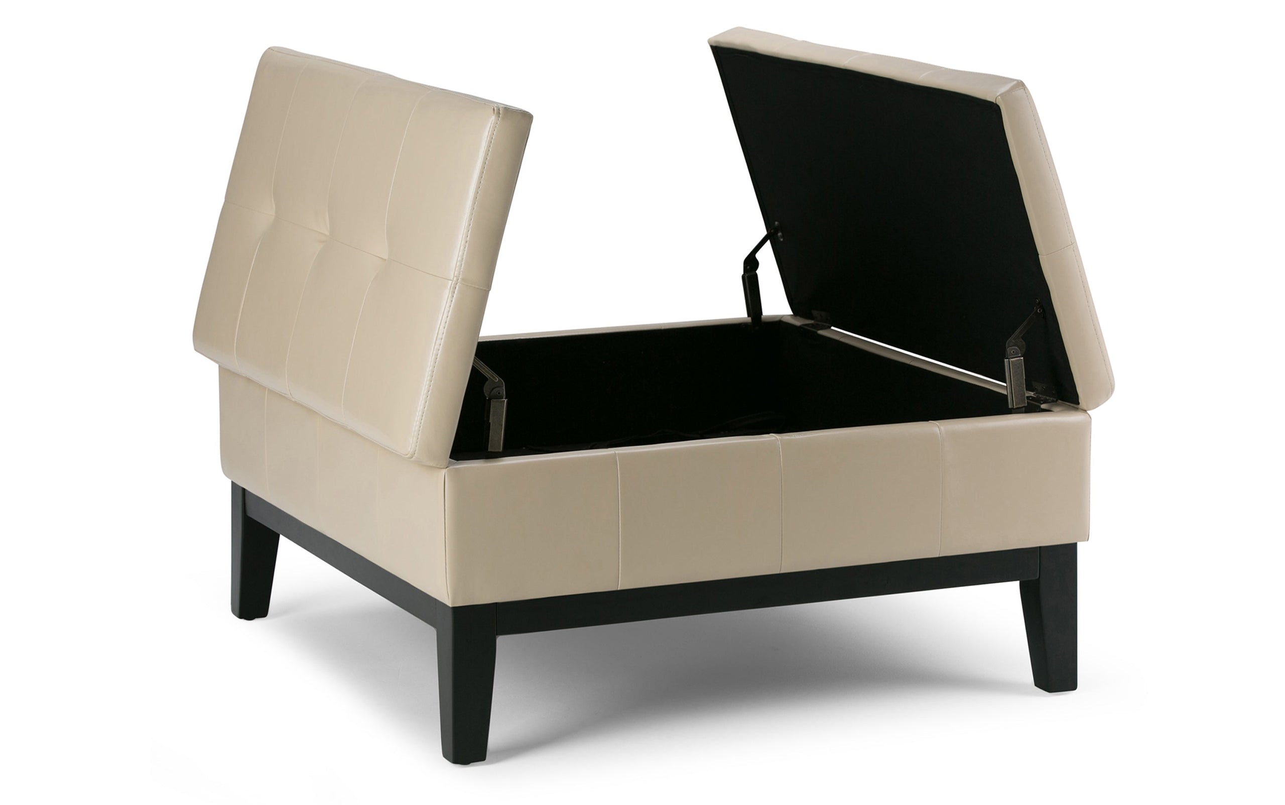 Satin Cream Vegan Leather | Dover Square Vegan Leather Coffee Table Storage Ottoman