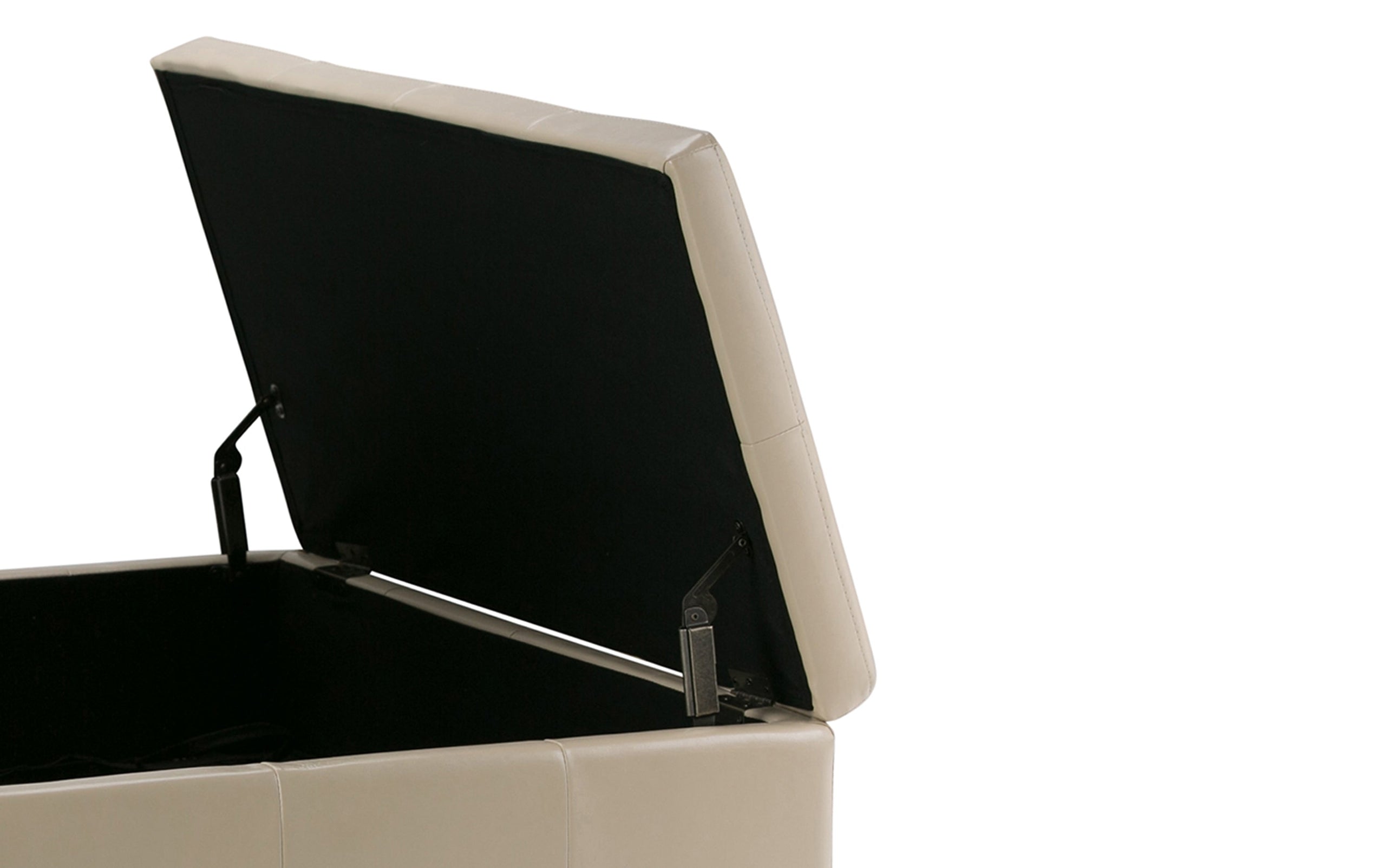 Satin Cream Vegan Leather | Dover Square Vegan Leather Coffee Table Storage Ottoman