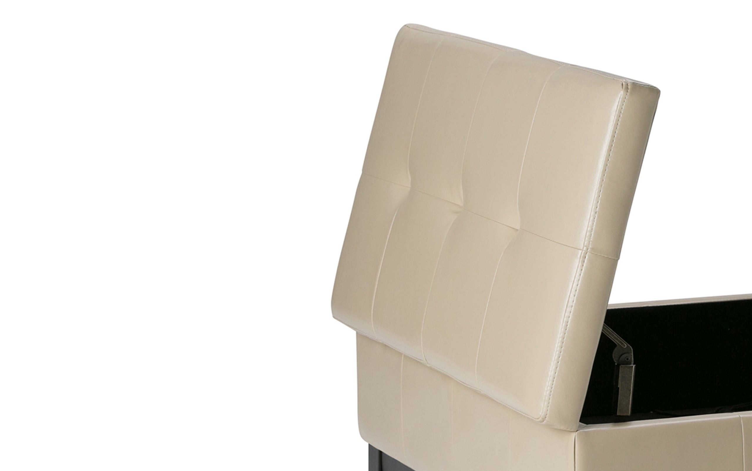 Satin Cream Vegan Leather | Dover Square Vegan Leather Coffee Table Storage Ottoman