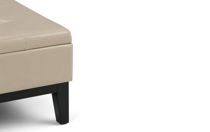 Satin Cream Vegan Leather | Dover Square Vegan Leather Coffee Table Storage Ottoman